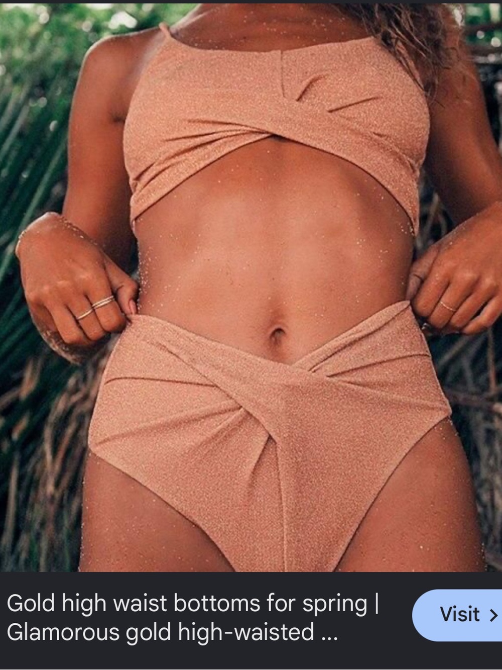 High-Waist 2 piece  in Shimmering Gold